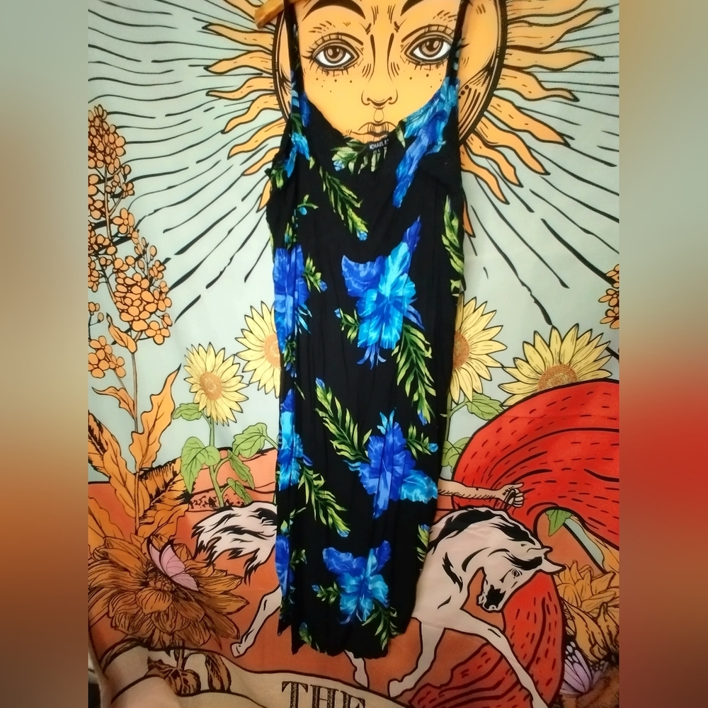 Women's Floral Sundress Blue And Black